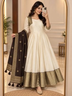 Aadhira Cotton Spun Silk Anarkali Set