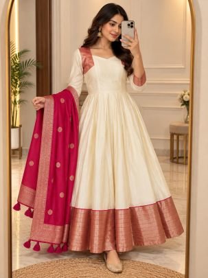 Aadhira Cotton Spun Silk Anarkali Set