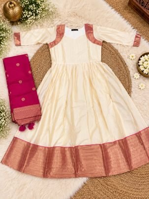 Aadhira Cotton Spun Silk Anarkali Set