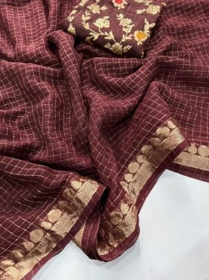 Aadhira Viscose Temple Border Check Saree