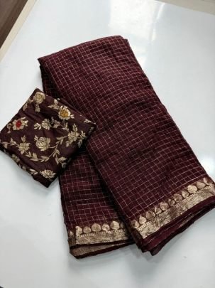 Aadhira Viscose Temple Border Check Saree