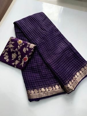 Aadhira Viscose Temple Border Check Saree