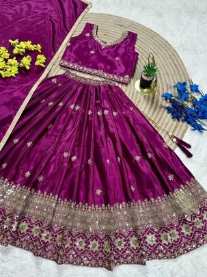 Aadhya Sequins Embroidered Kids Lehenga Choli