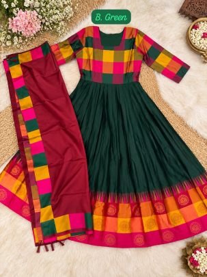 Aarohi Cotton Spun Silk Anarkali Set