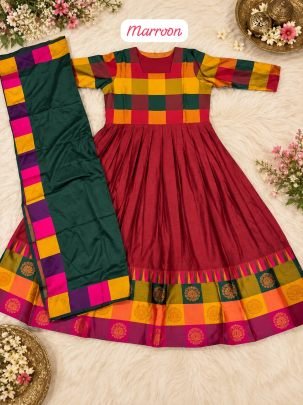 Aarohi Cotton Spun Silk Anarkali Set