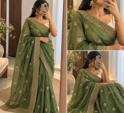 Aarohi Soft Organza Embroidered Saree