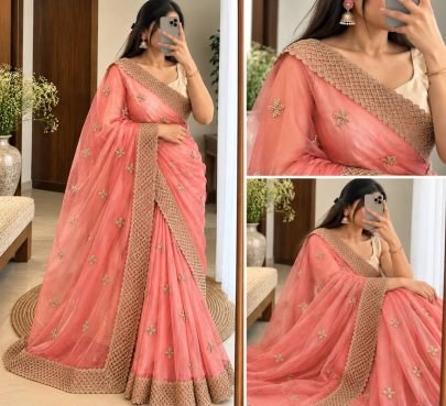 Aarohi Soft Organza Embroidered Saree