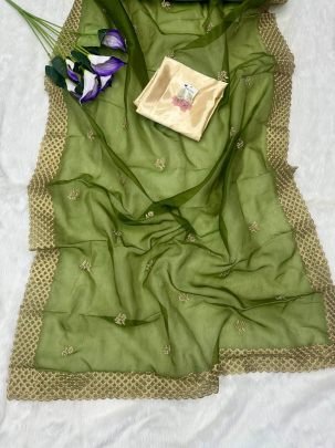 Aarohi Soft Organza Embroidered Saree