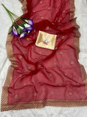 Aarohi Soft Organza Embroidered Saree