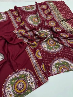 Arjakh Sartin Mirror Pallu Saree