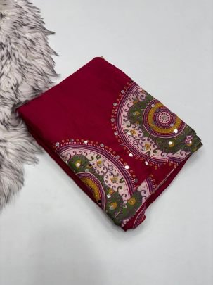 Arjakh Sartin Mirror Pallu Saree