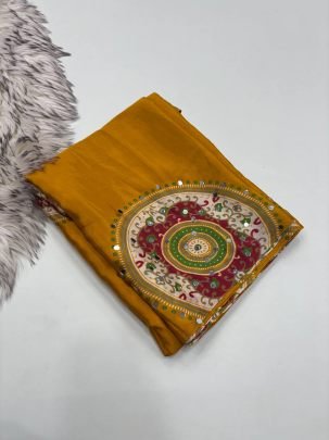 Arjakh Sartin Mirror Pallu Saree