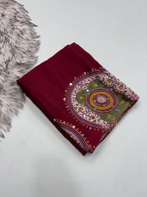 Arjakh Sartin Mirror Pallu Saree