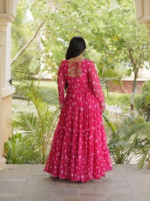 Bandhani Kutchi Patchwork Faux Georgette Gown
