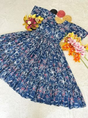 Beautiful Soft Cotton Printed Midi Gown