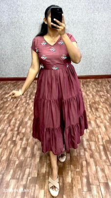 Cambric Cotton Designer Handwork Gown