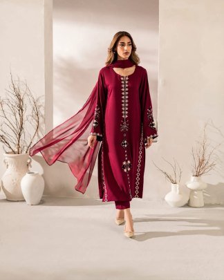 Chanderi silk With Attractive Goergeous Embroidered Work
