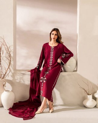 Chanderi silk With Attractive Goergeous Embroidered Work