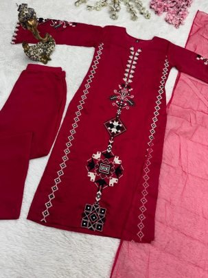 Chanderi silk With Attractive Goergeous Embroidered Work