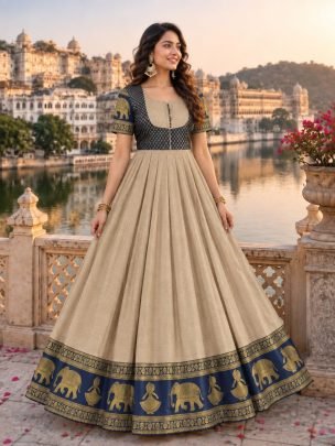 Chettinad Cotton Jacket Style Anarkali Gown