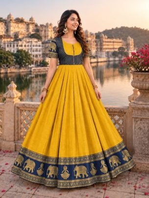 Chettinad Cotton Jacket Style Anarkali Gown