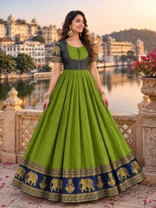 Chettinad Cotton Jacket Style Anarkali Gown