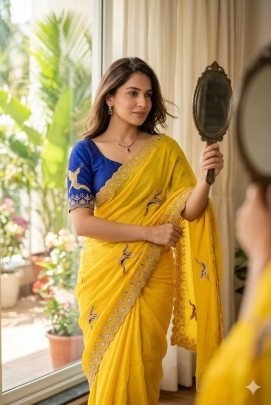 Chinon Silk With Embroidery Work