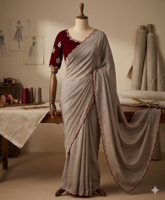 Chinon silk with embroidery work