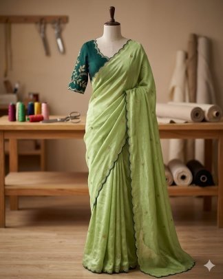 Chinon silk with embroidery work