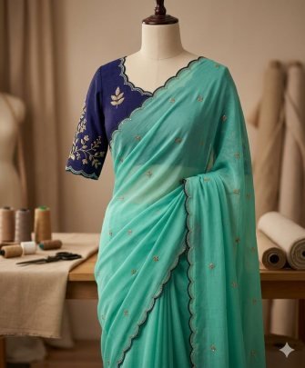 Chinon silk with embroidery work