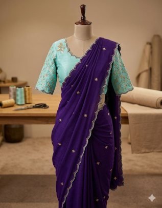 Chinon silk with embroidery work