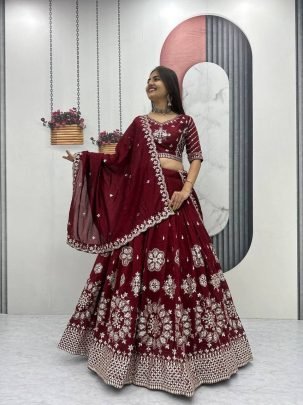 Designe Pure Vichitra Silk Lehenga