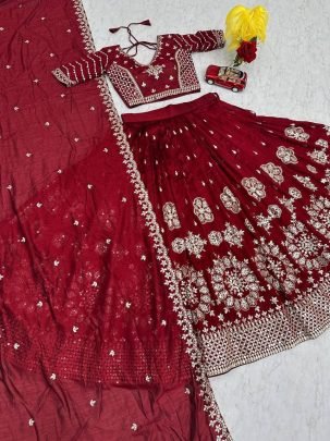 Designe Pure Vichitra Silk Lehenga
