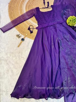 Designer Embellished Flared Party Wear Gown with Dupatta