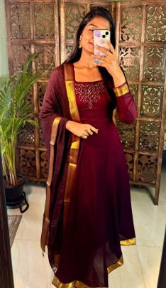 Designer Embroidered Anarkali with Dupatta