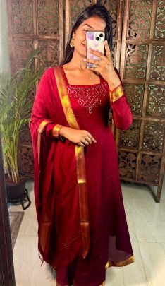 Designer Embroidered Anarkali with Dupatta