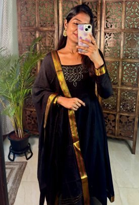 Designer Embroidered Anarkali with Dupatta