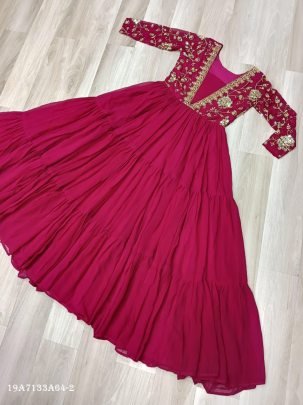 Designer Faux Blooming Embroidered Anarkali Gown