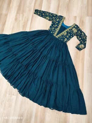 Designer Faux Blooming Embroidered Anarkali Gown