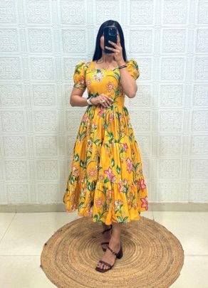 Designer Floral Flared Midi Dress