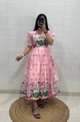 Designer Floral Printed Pleated Maxi Dress