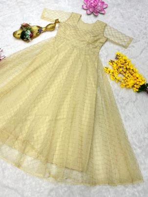 Designer Party Wear Frock with Premium Crepe Lining