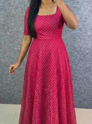 Designer Party Wear Frock with Premium Crepe Lining