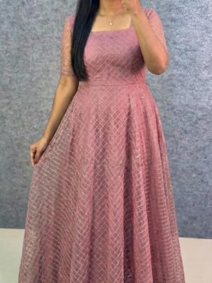 Designer Party Wear Frock with Premium Crepe Lining