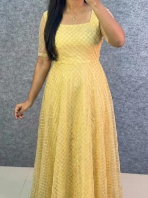 Designer Party Wear Frock with Premium Crepe Lining