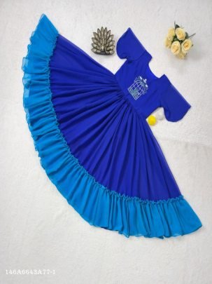 Designer Premium Fux Georgette Hand Work Midi Dress