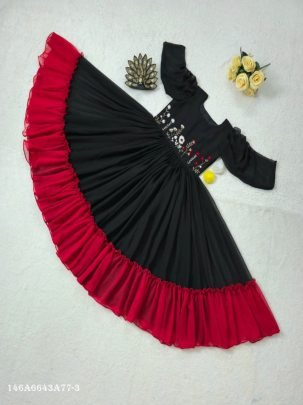 Designer Premium Fux Georgette Hand Work Midi Dress