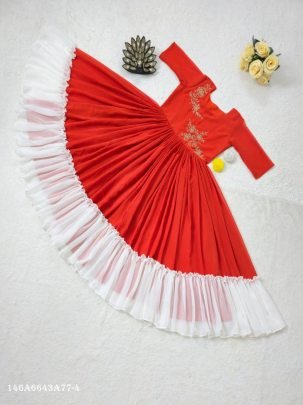 Designer Premium Fux Georgette Hand Work Midi Dress