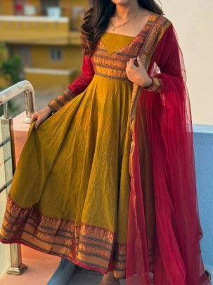 Designer Printed Anarkali Suit with Dupatta