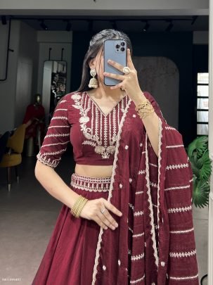 Designer Rangoli Crush Embroidered Lehenga Set